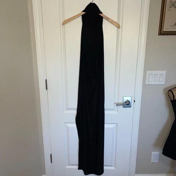 Norma Kamali Partial Turtleneck Slit Long Gown Halter Neck Dress - Picture 11 of 11